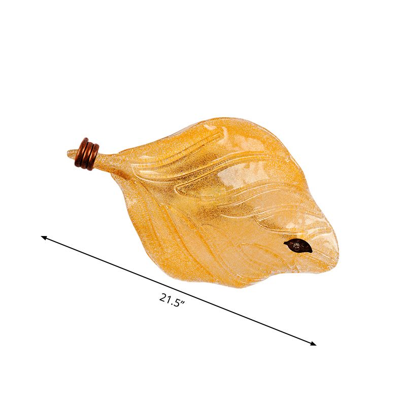 Platteland bladvormig plafond inbouw geel glas 2 lampen hal inbouwlamp