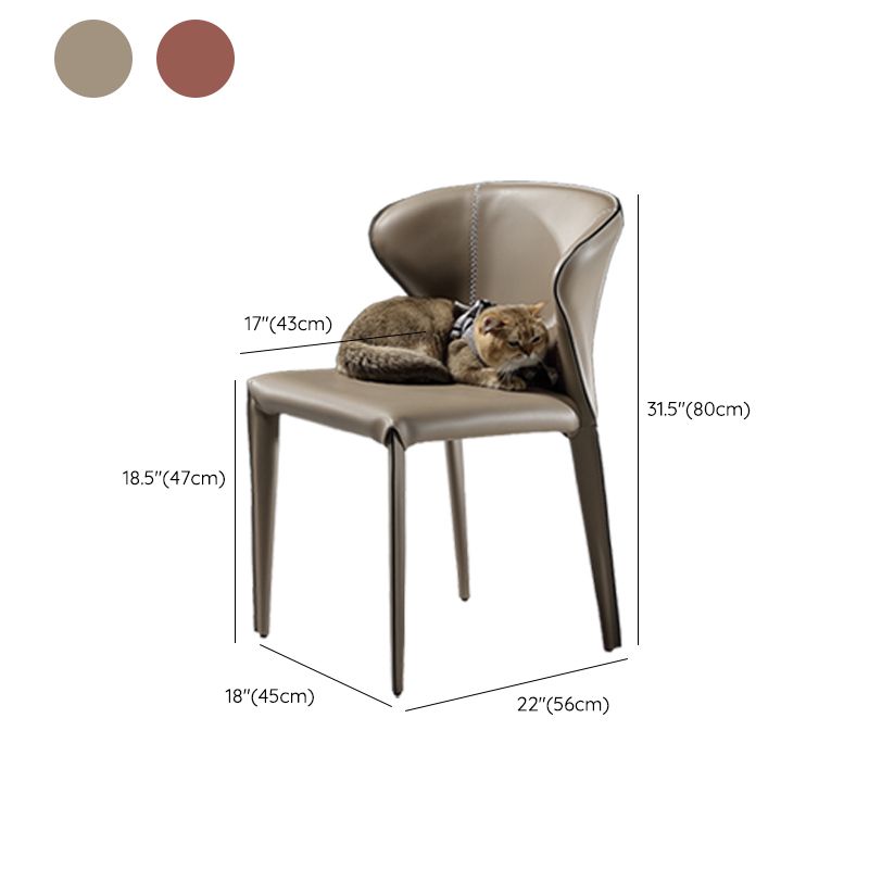 Indoor Wingback Parsons Chair Upholstered Faux Leather Side Chair