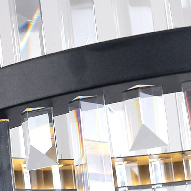 Luce a soffitto a sospensione circolare moderna rettangolo cristallino a LEDELIE LEDALIERE LED BLACI/BIANCO LAMPAGNO DI LUCE COLDA, LUPERATA 23,5 "/31,5"