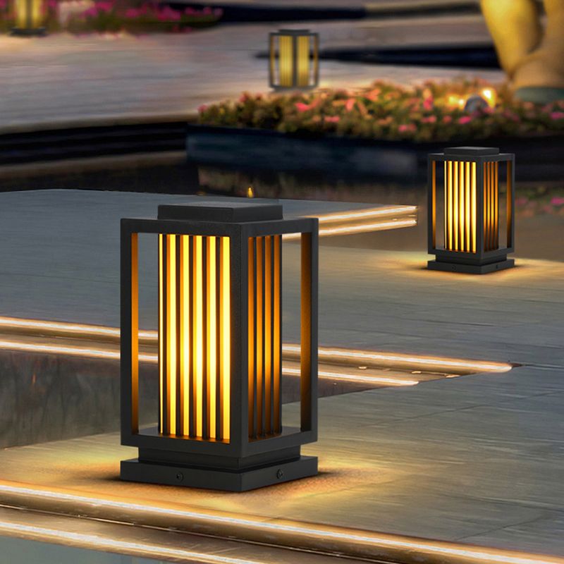 Rectangular Pillar Lamp Modern Black Outdoor Waterproof Light
