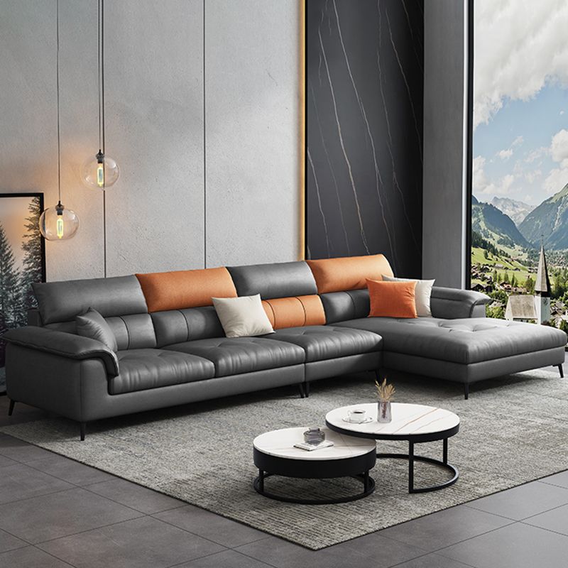 Contemporary Stain-resistant Sectional L-shape Pillow Top Arm Sectional