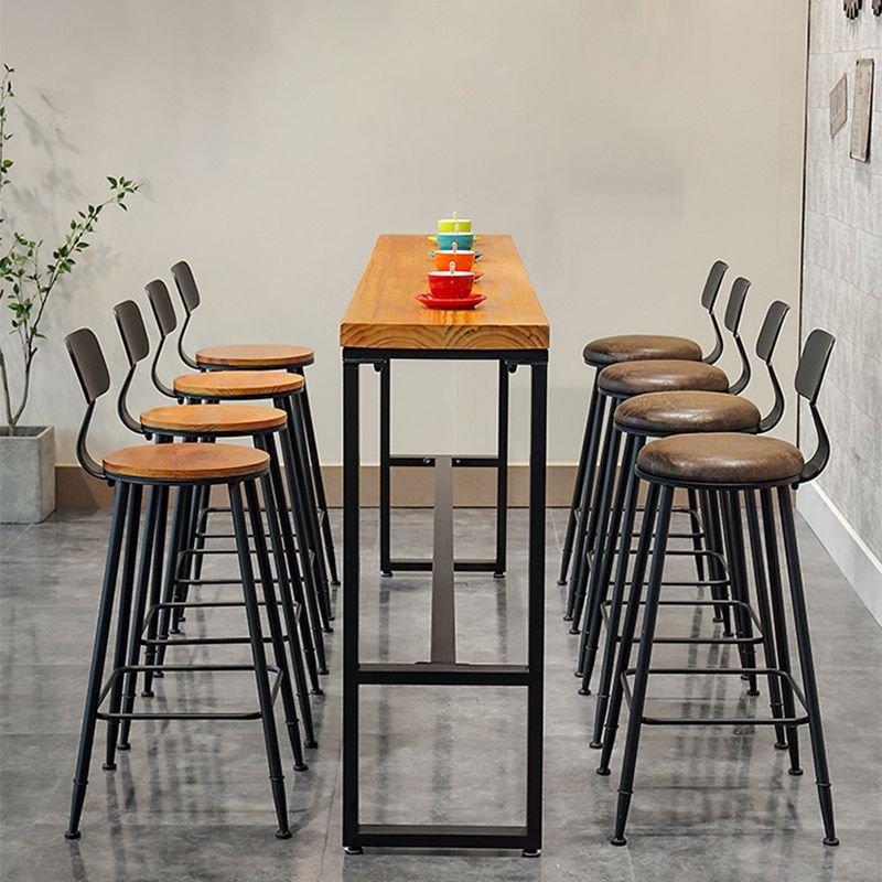 Contemporary Style Brown Barstool Low Back Bar Stool with Metal Legs