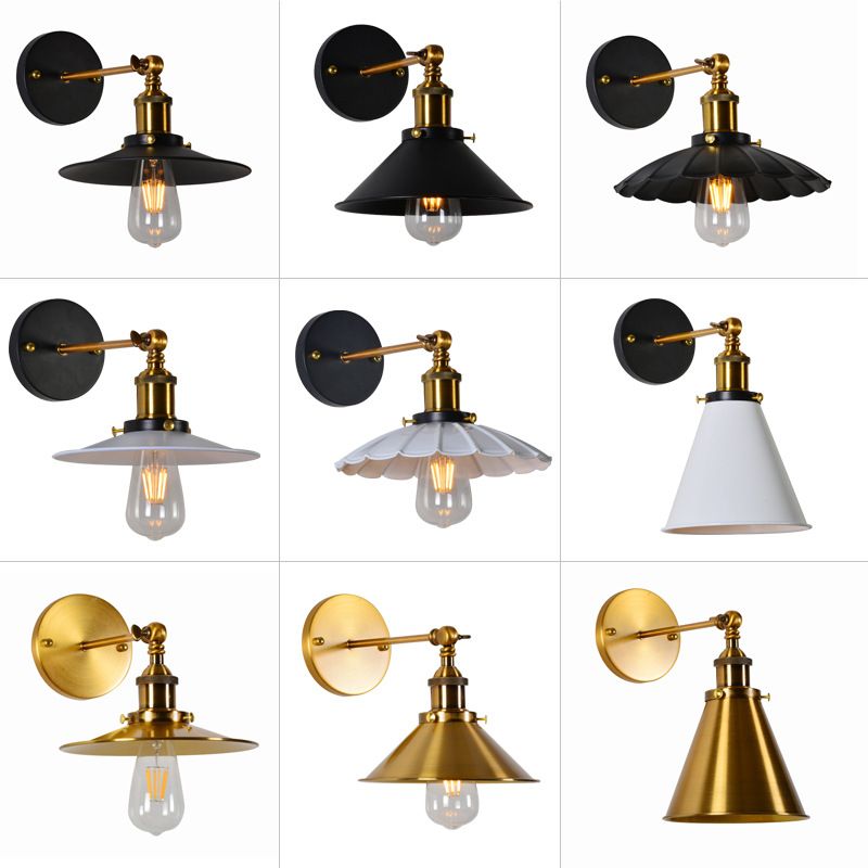 Industrial Style Wall Sconce Metal 1 Light Sconces for Living Room