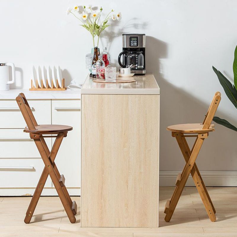 Taburete de bar de madera plegable sin brazos moderno para cocina con asiento de madera