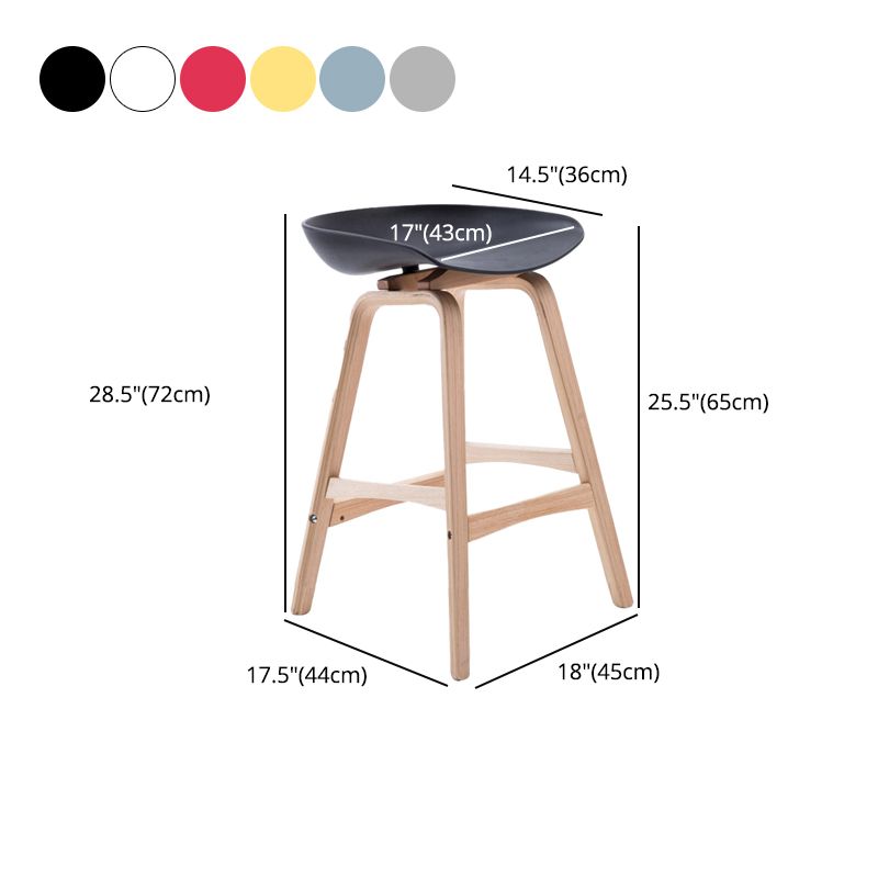 Scandinavia Style Bar-stool Wooden Legs PP Seat for Restaurant Bar