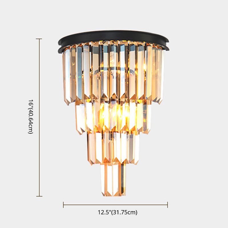 Sfonce da parete in cristallo a 2 luci in moderna lampada da parete in ferro battuto in ferro battuto per camera da letto