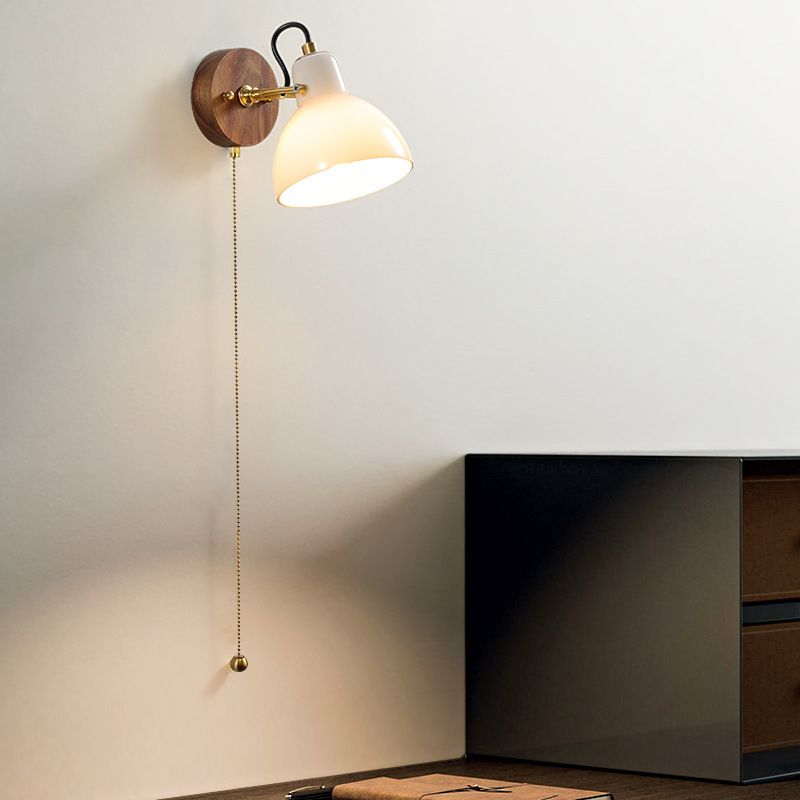 Modernism Glass Shaded Wall Light Metal/Wood Lighting for Restaurant