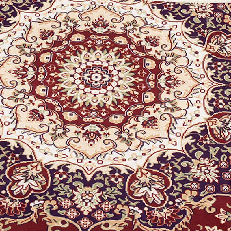 Brown Retro Rug Blending Flower Indoor Rug Stain Resistant Rug for Living Room