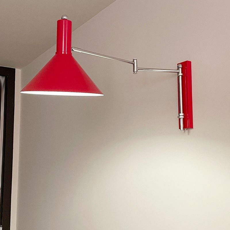 1 - Light Wall Lamp in Black / White / Red Adjustable Metal Contemporary Wall Sconce