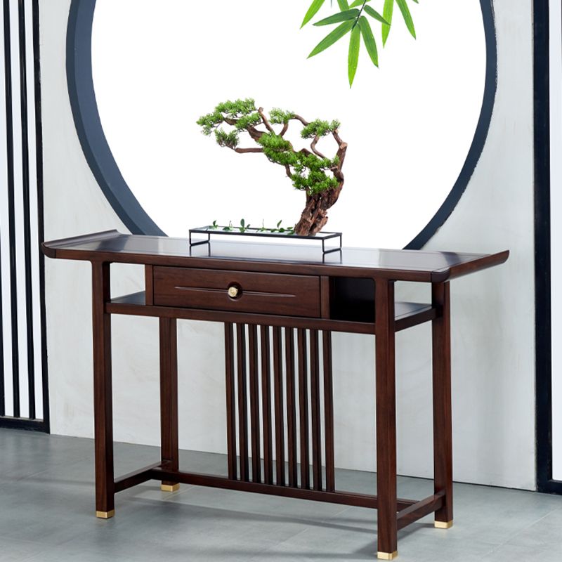 Rectangle Shape Contemporary Console Table Dark Brown Wood Console Sofa Table