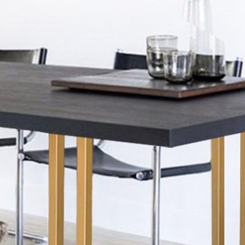 Mesa de comedor rectangular con pedestal doble, mesa fija de madera maciza de lujo