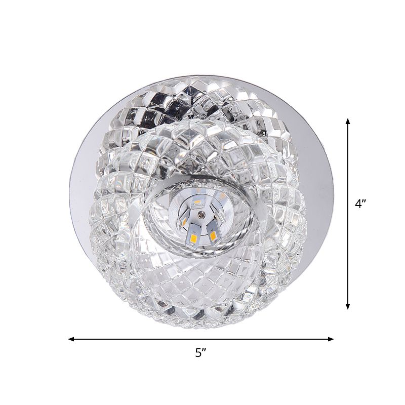 LED Clear Crystal Verre de monture Bridage moderne Chrome Sphère Flush Lamp Fixture