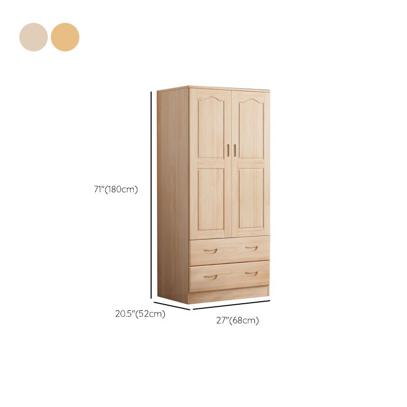 Modern Natural Solid Wood Wardrobe Freestanding Wardrobe with Self Close Drawers