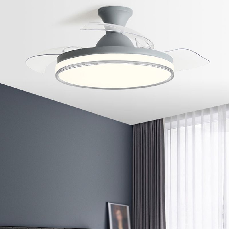 Circular Bedroom Ceiling Fan Light Frequency Conversion Nordic Style LED Semi Flush Mount
