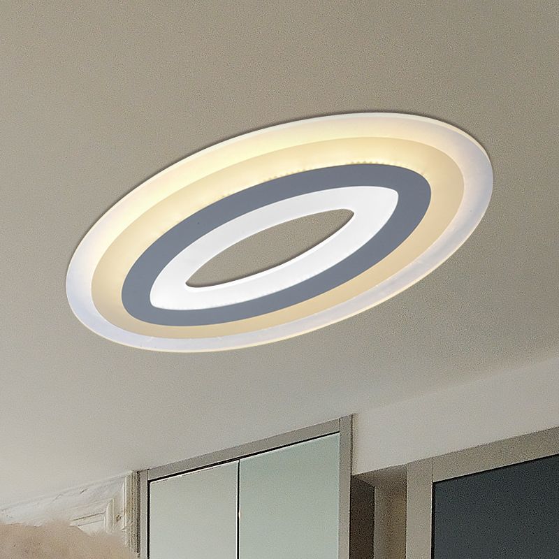 Acrylic Oval Ceiling Light Fixture Modern LED Flush Mount Lamp in Warm/White, 23"/27"/34.5" Wide