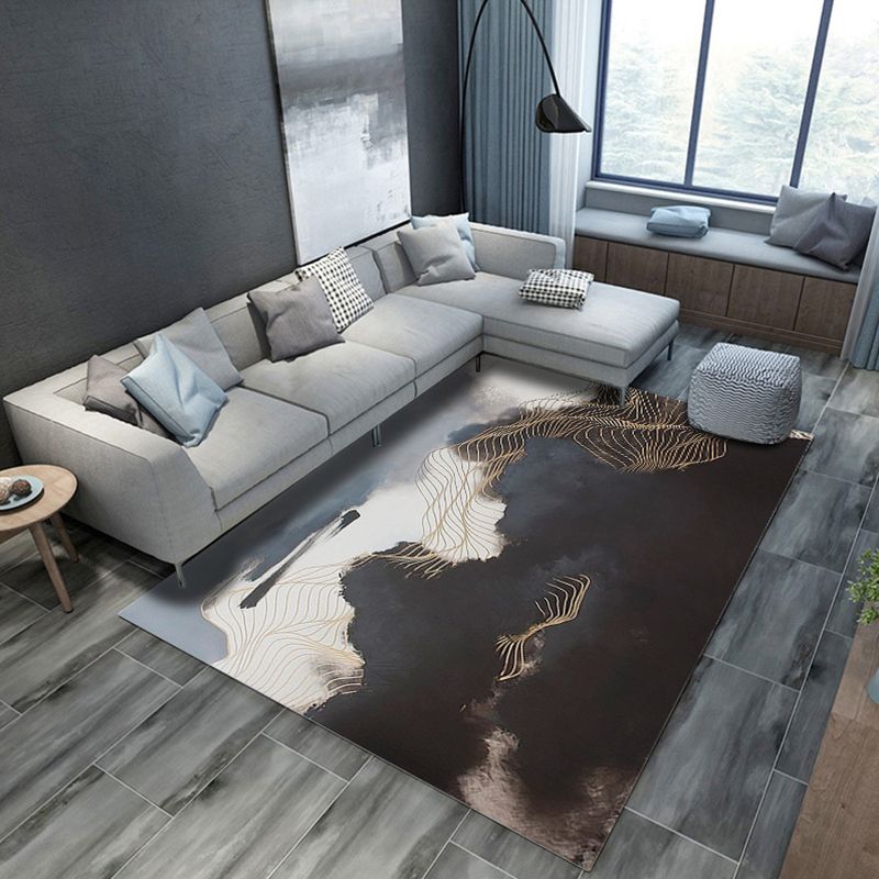 Artistic Geometric Abstract Line Rug Multicolor Modern Carpet Synthetics Anti-Slip Backing Pet-Friendly Rug for Great Room
