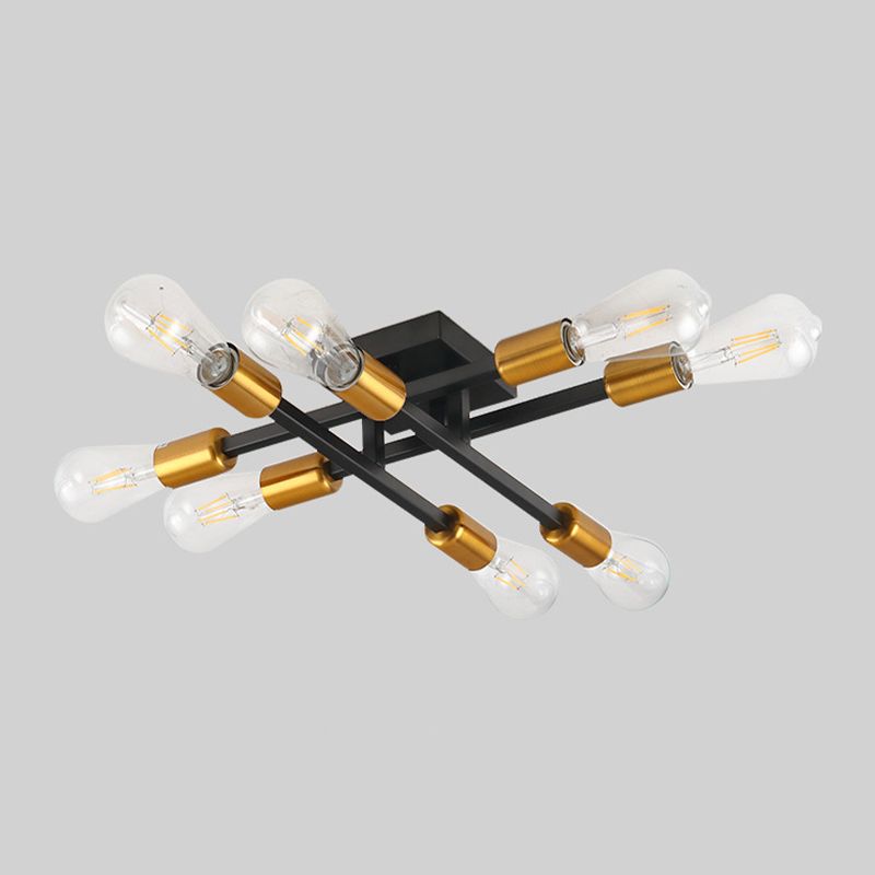 Industrial Linear Semi Mount Lighting Metal Ceiling Mount Light Fixture