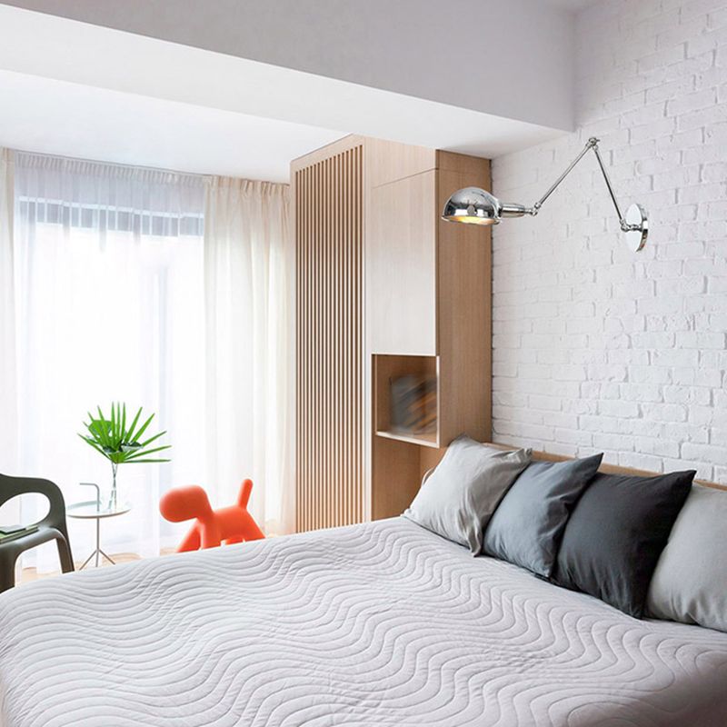 American Style Metal Wall Light Chrome Adjustable Wall Sconce for Bedroom