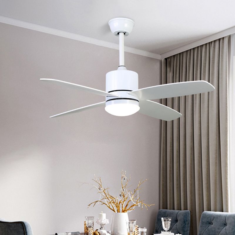 Circle Restaurant plafondventilator Licht Moderne metalen LED 42 "W White Semi Flush Mount Lighting met 4 messen