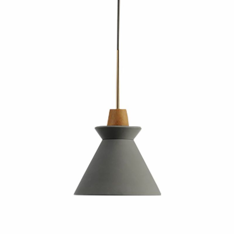 1 hoofd eetkamer hangende licht minimalistische houten hanger met conische cement schaduw