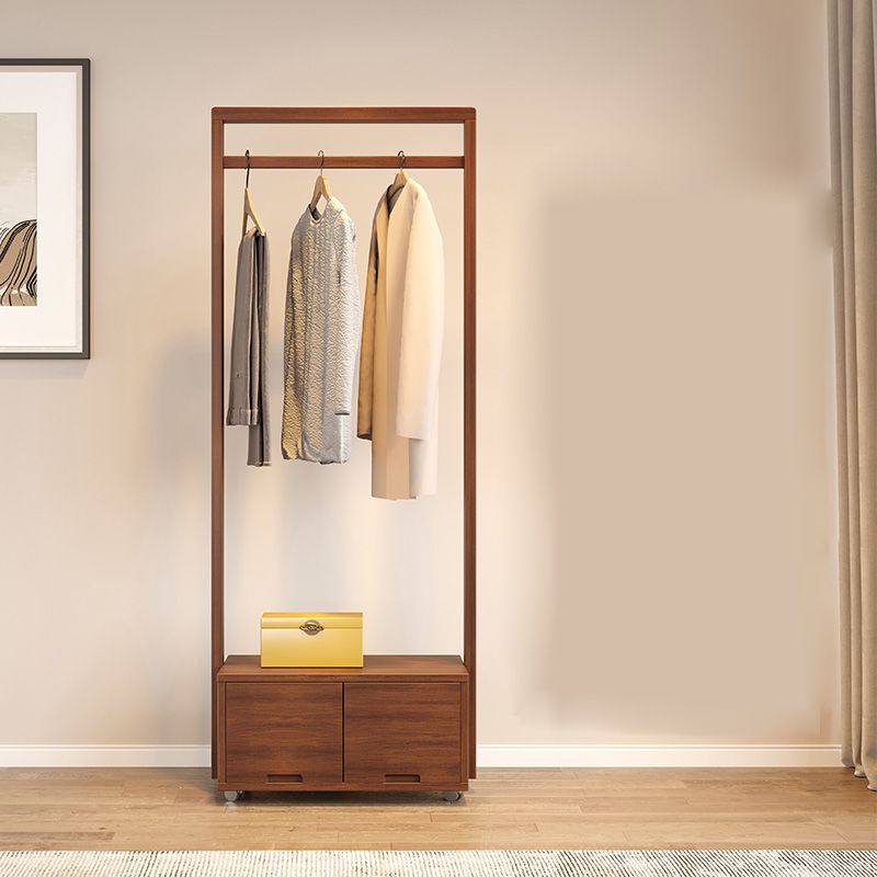 Wooden Open Wardrobe Modern Minimalist Bedroom Wardrobe Armoire with Drawers