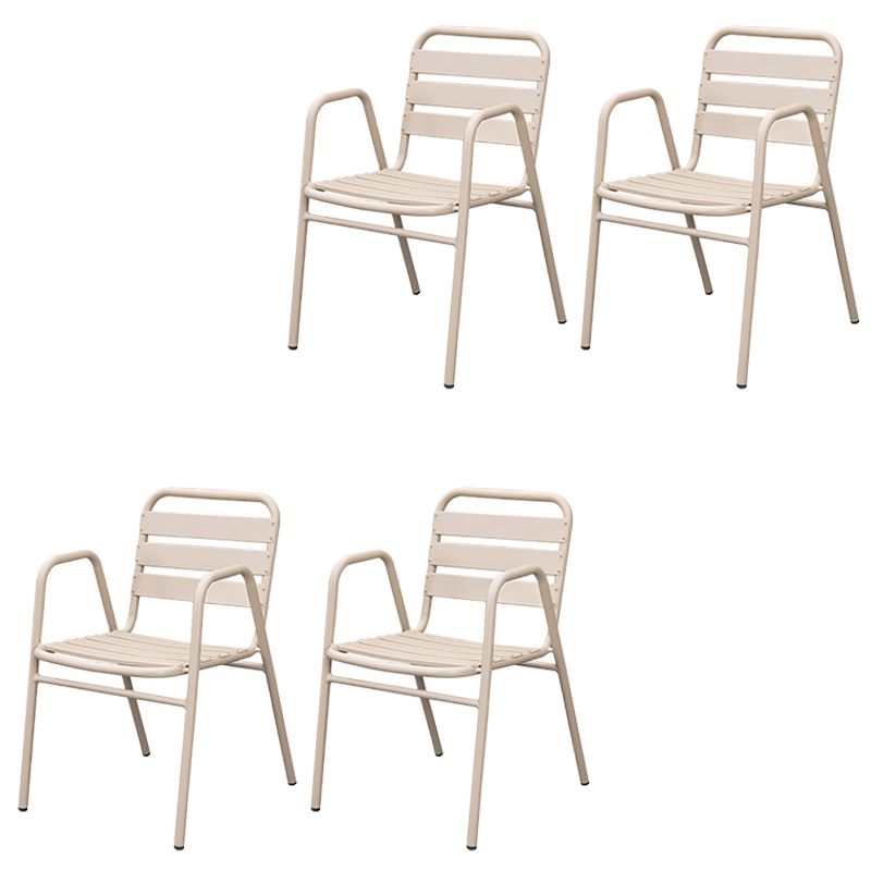 Grey Metal Dining Side Chair Stacking Outdoors Dining Chairs
