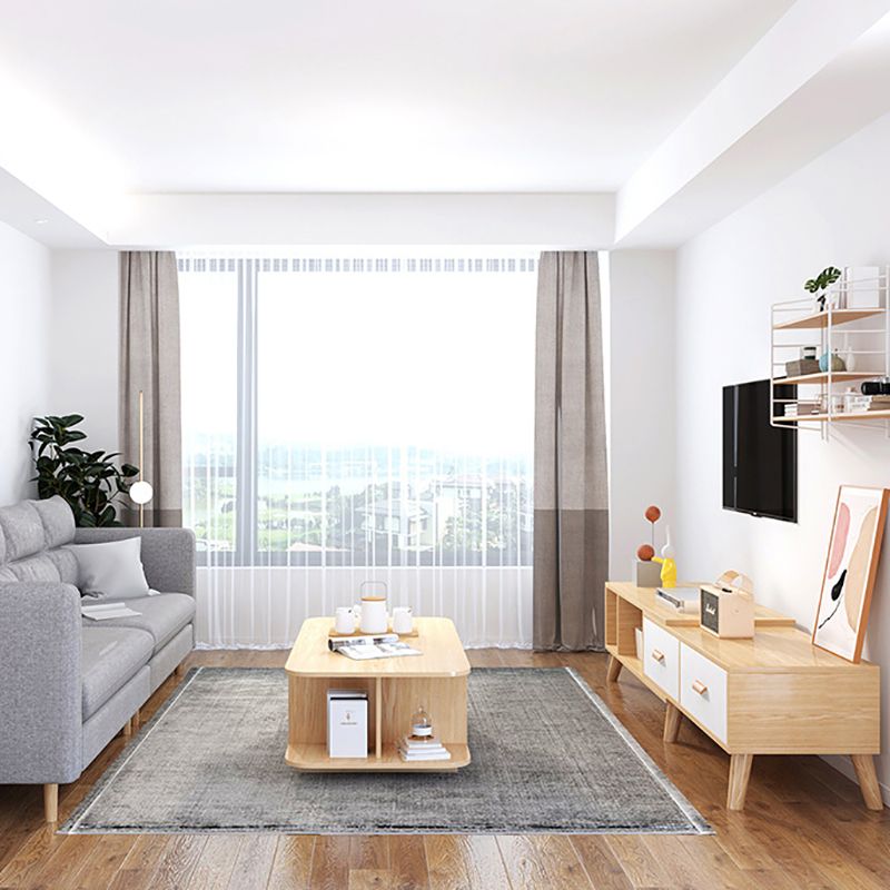 Engineered Wood TV Media Console with Drawers Scandinavian TV Stand
