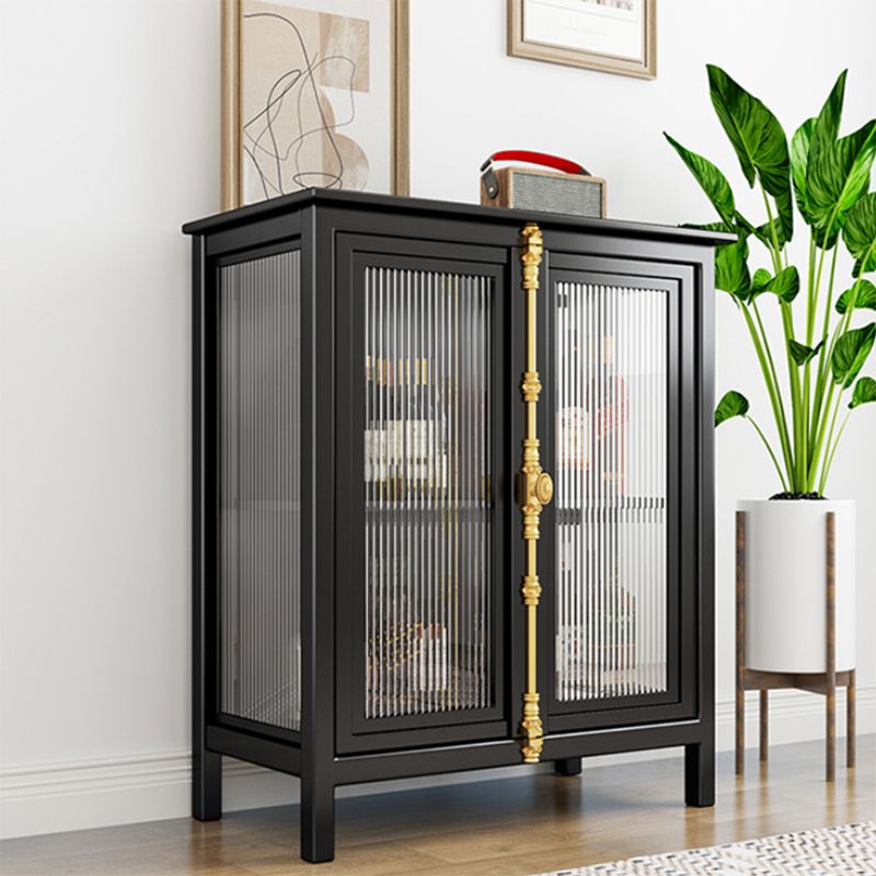 Contemporary Display Stand Metal Glass Doors Curio Cabinet with Doors