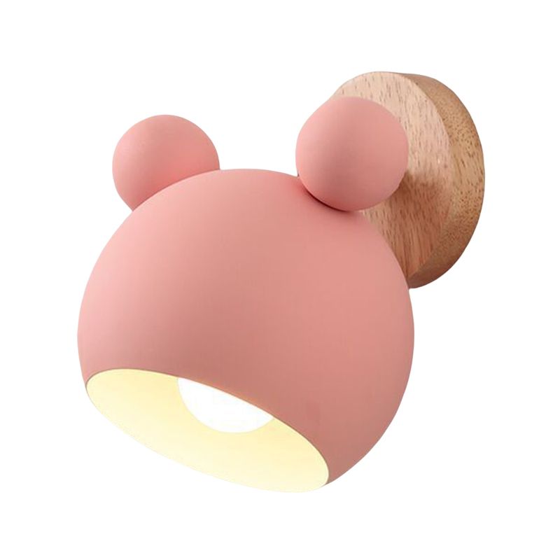 Children Wood Wall Light Polish Finish Flush Mount Lighting for Room