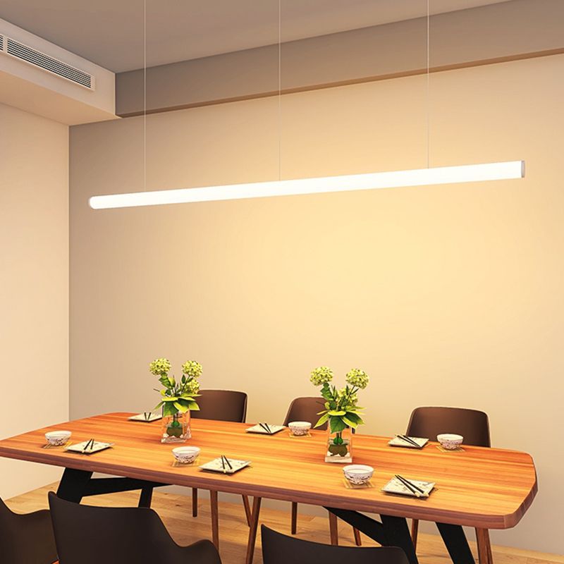 Modern Style Linear Shape Island Lighting Idea Metal 1-Light Island Pendant in White