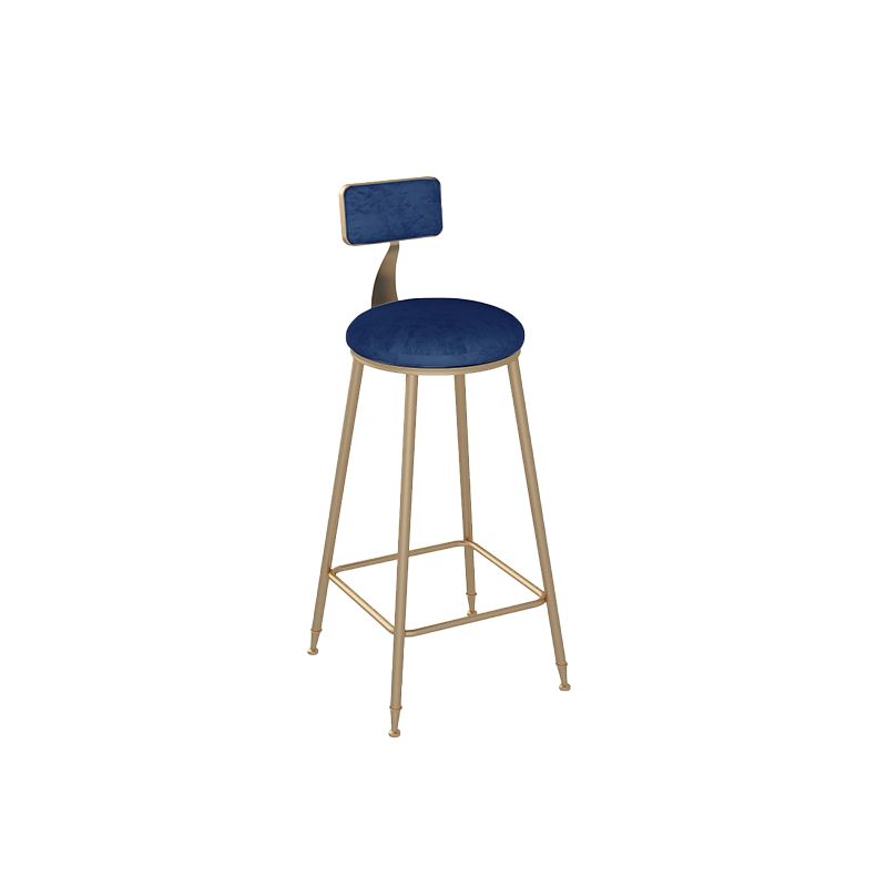 Glam Round Dining Stools Metal Low Back Bar Stools with Footrest