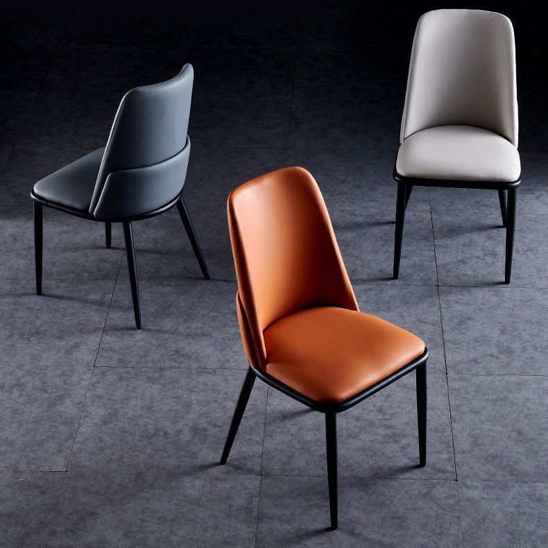 Metal Contemporary Indoor-Outdoor Side Chair Solid Back Dining Chair