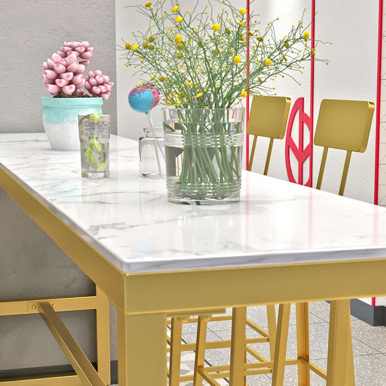 Glam Style Rectangle Bistro Set 1/5/9 Pieces Faux Marble Bar Table Set