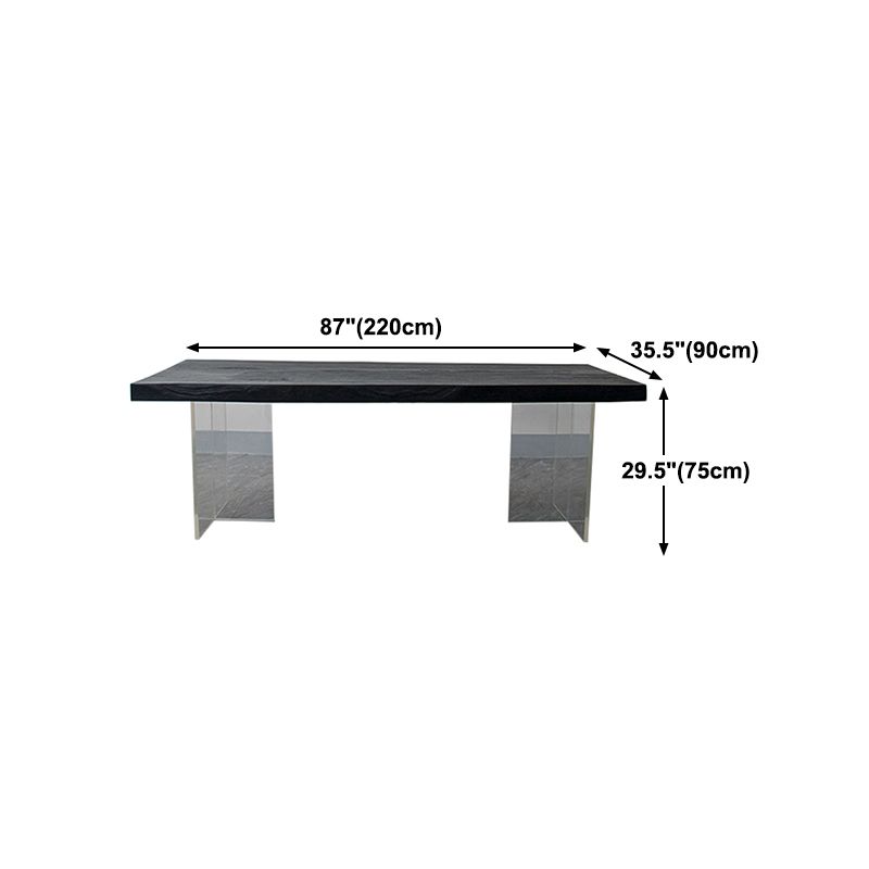 Modern Rectangle Dining Table Black Pine Solid Wood Top Dining Site Table