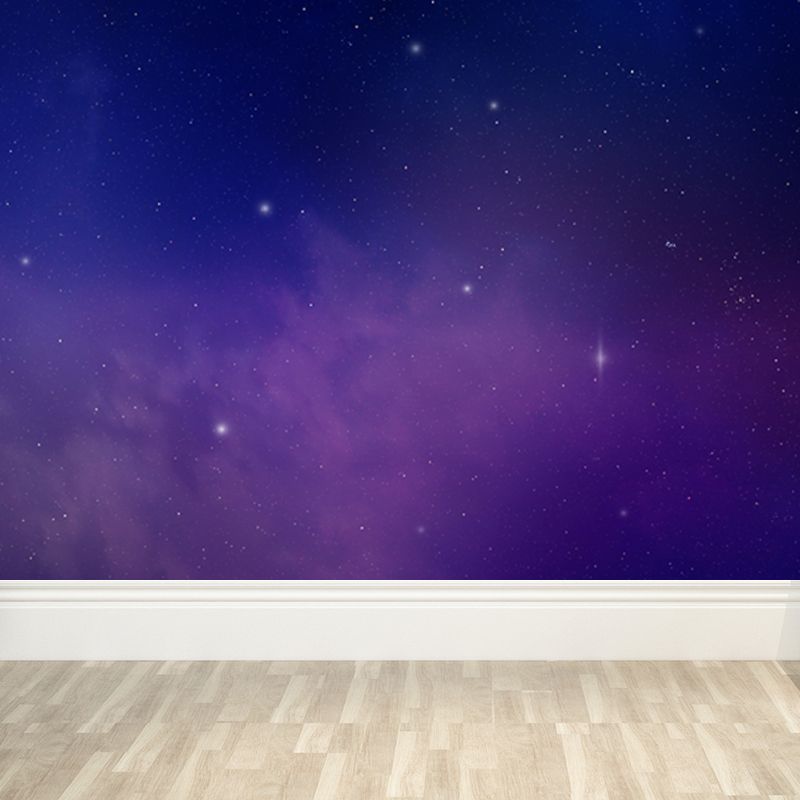 Modern Constellation Scene Wall Mural Non-Woven Stain-Proof Purple Wall Art for Dining Room