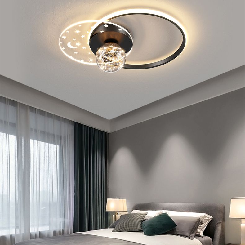 Geometry Shape LED Sky Star Ceiling Lamp Modern Iron 3 Lights Flush Mount for Bedroom