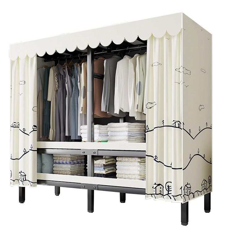 Metal Frame Freestanding Wardrobe Foldable Wardrobe with Garment Rod
