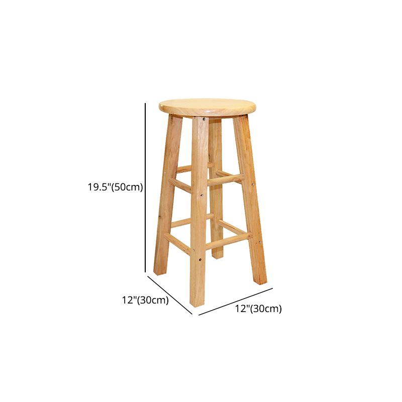 Modern Armless Backless Counter Stool Wood Cashier Bar Stool with Wooden Seat and Pedal