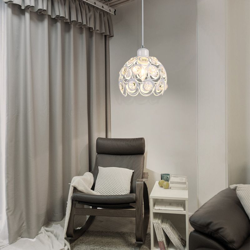 7 "ancho de estilo contemporáneo Mini lámpara colgante marco de metal con accesorios de iluminación con cuentas de cristal luces colgantes