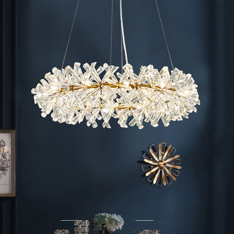 18 Köpfe Anhänger Lichtkit Einfacher Stil Ring Klar facettierte Kristallleuchter -Beleuchtung