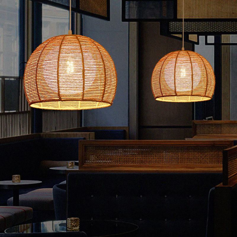 Handmade Pendant Light Contemporary Hemp Rope Single Restaurant Suspension Light Fixture