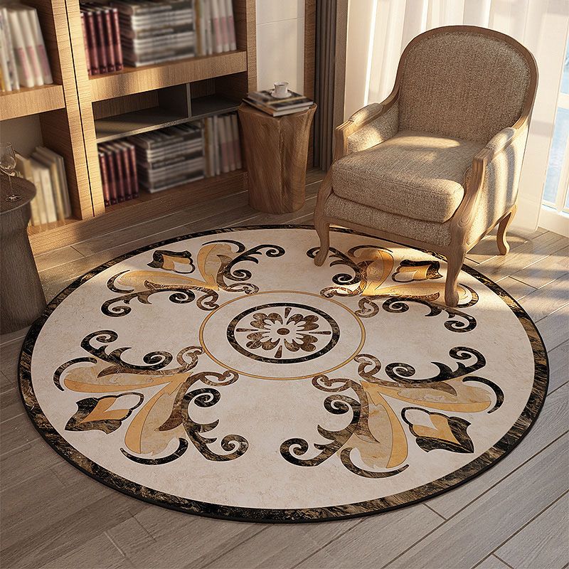 Modern Flower Printed Rug Multicolored Polyster Area Carpet Non-Slip Backing Stain-Resistant Indoor Rug for Living Room