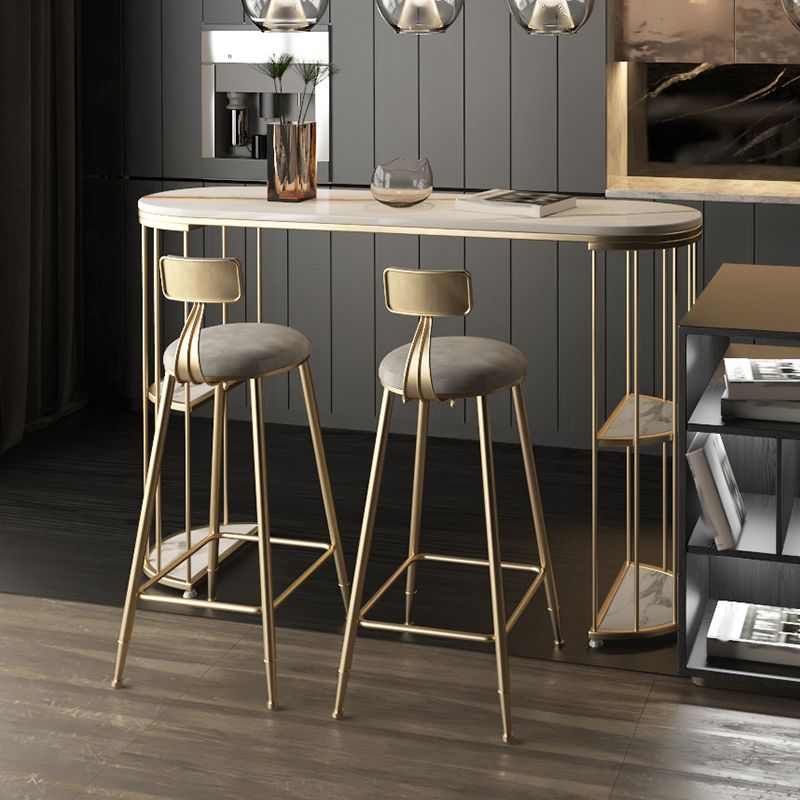 Glam Oval Indoor Counter Set 1/2/3 Pieces Double Pedestal Bar Pub Table Set