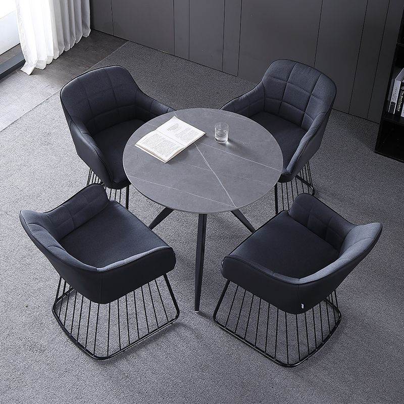 Modern Style Sintered Stone Dining Set with Round Shape Dinette Set with 3 Legs Base