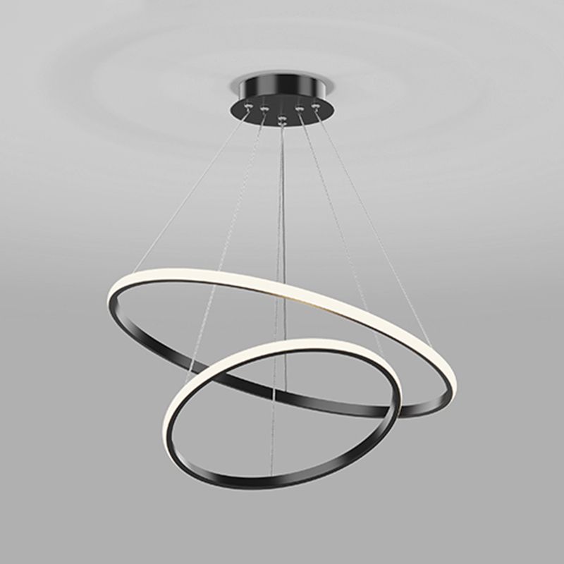 Metal Circular Pendant Lighting Fixture Modern Style LED Hanging Chandelier