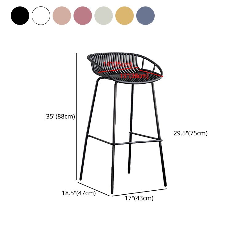Contemporary Footrest Metal Barstool Matte Finish Restaurant Stool