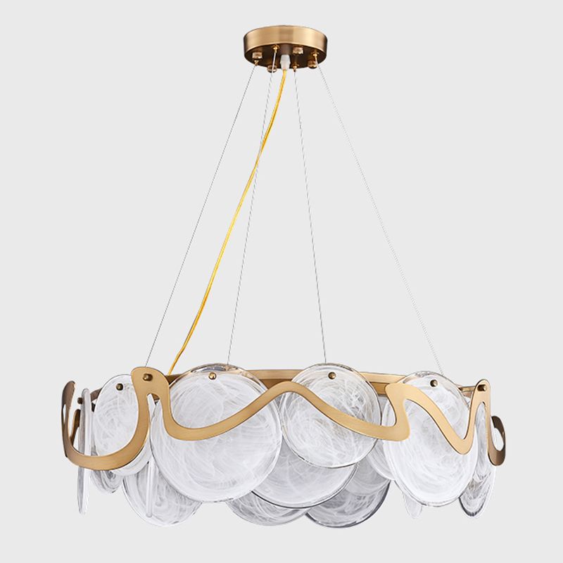 Minimal Style Chandelier Light Fixture Round Shape Glass Hanging Light for Bedroom