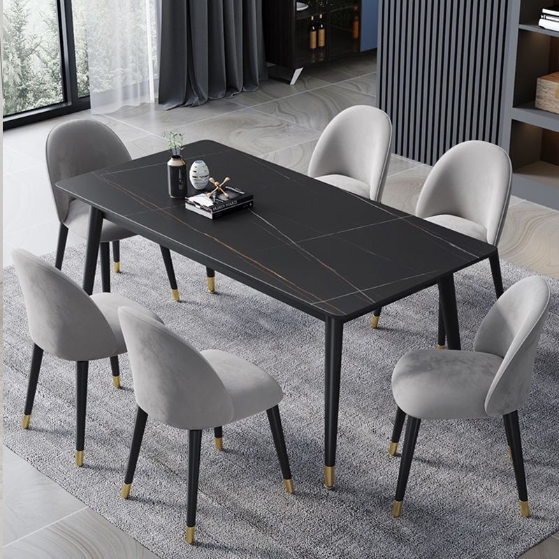 Stone Modern Rectangle Dining Table Matte Finish 4 Legs Table for Home