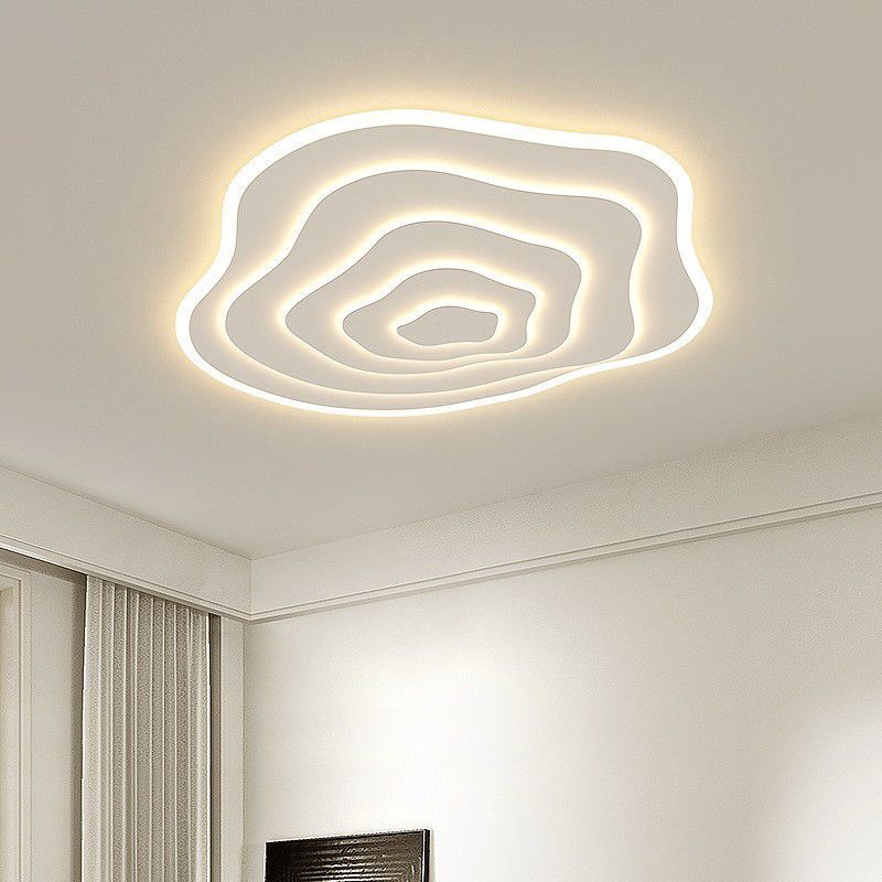 Single White Modern LED Flush Mount Lighting Unique Ceiling Light for Bedroom