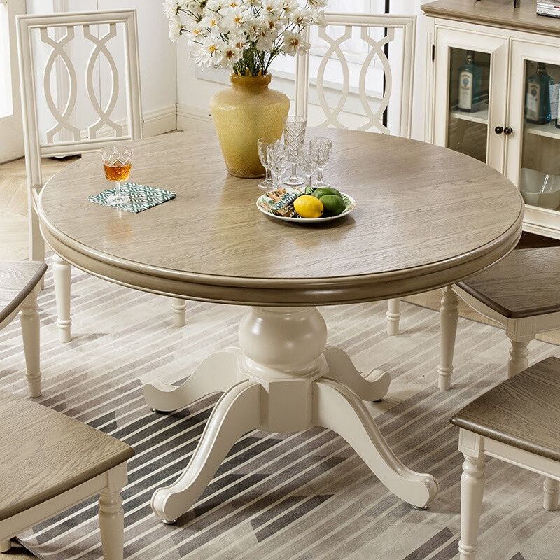 Solid Wood Round Dining Room Table Contemporary Dinner Room Kitchen Table